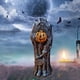 thumbnail image 4 of Escultura de resina duradera con forma de cabeza de calabaza y jinete para Halloween, enano festivo B, 4 of 9