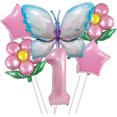 thumbnail image 1 of Butterfly Balloons 1st Birthday Decorations,Pink Blue Butterfly Fairy Floral Foil Balloons Girls First Birthday Party Decoration Baby Shower Supplies., 1 of 4
