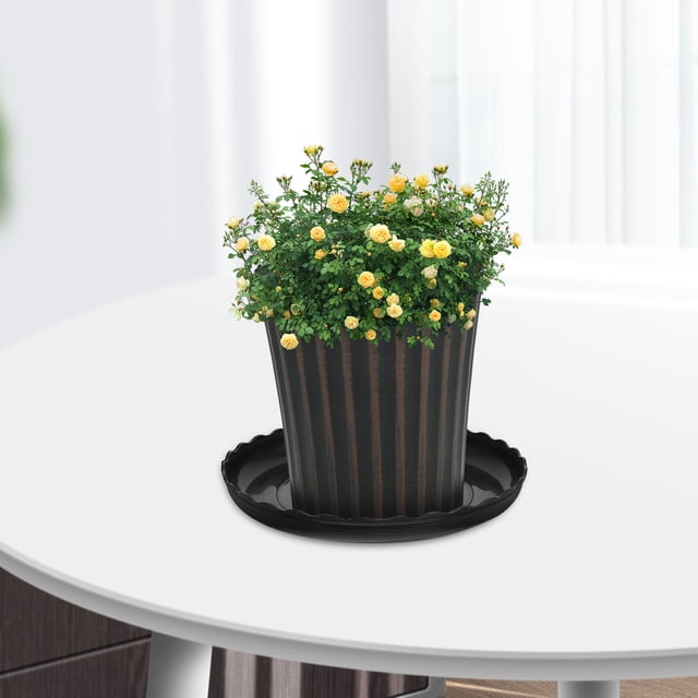 TEHAUX 12Ud Para Macetas Negras Planta Interior Con Ondulado Para Recogida De
