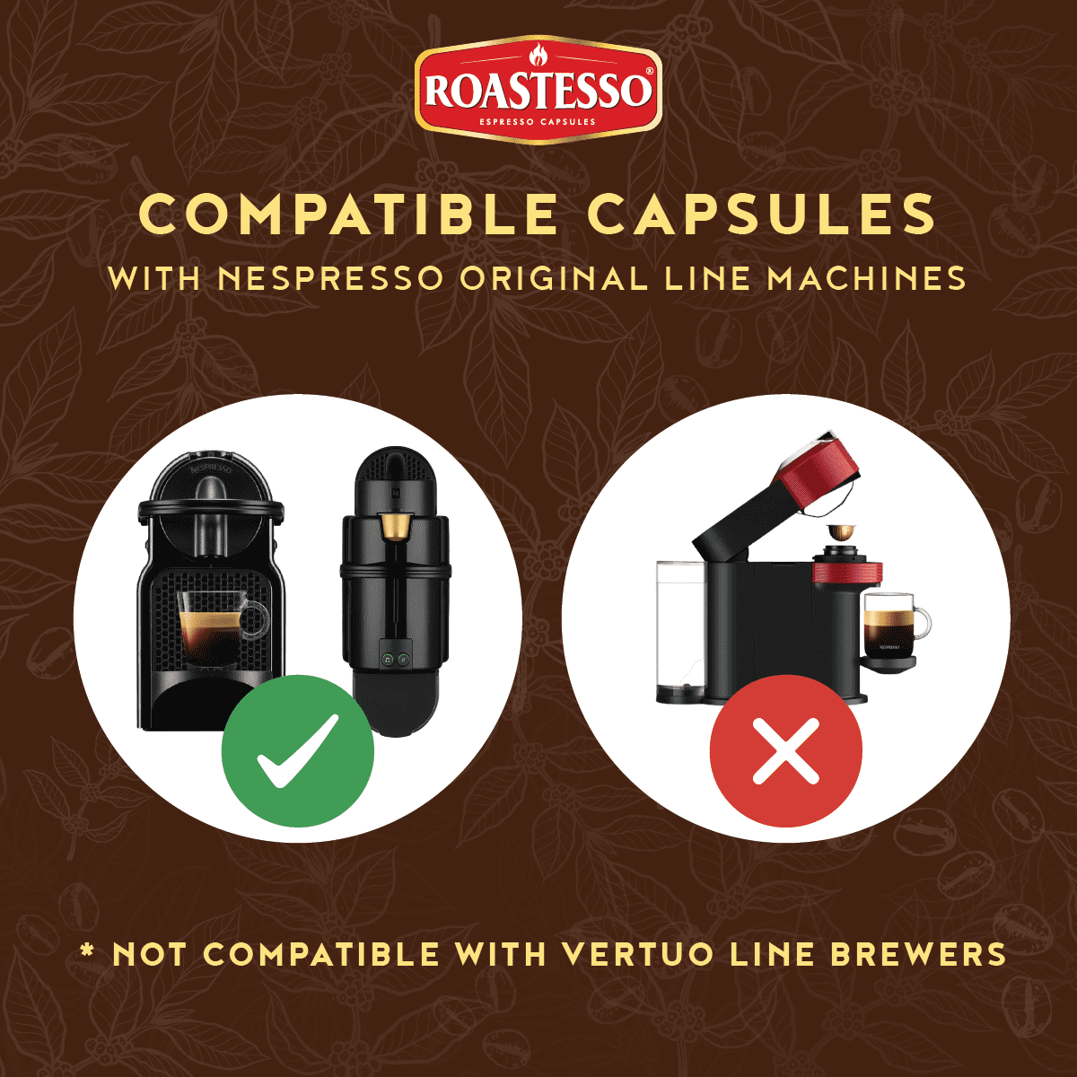 Roastesso Coffee Natural Chocolate Flavored Nespresso Capsules Compatible OriginalLine Espresso Pods, Intensity 7 (40 Count)