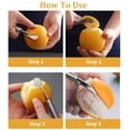 thumbnail image 3 of Peladores de cítricos naranjas, cortador de acero inoxidable, pelador, removedor, abridor, diseño humanizado, mango curvo, herramientas de fruta, utensilio de cocina Xemadio WMPH-426, 3 of 7