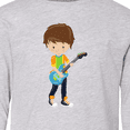 thumbnail image 4 of Inktastic Rock Boy, Brown Hair, Guitar Player, Band, Music Long Sleeve Youth T-Shirt, 4 of 5