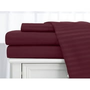 Deluxe Home 100% Cotton 400 Thread Count Dobby Stripe Sheet Set ( Twin, Burgundy)