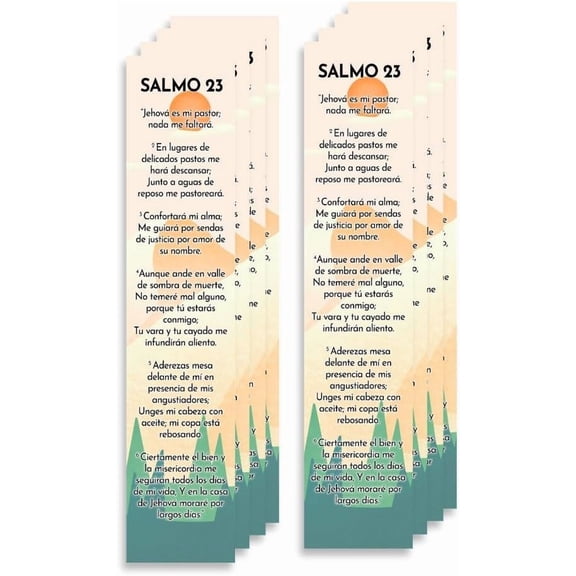 Spanish Christian 8X2in. Bookmark with Bible Verse (Psalm 23) | Marcapaginas 8X2in. en Español con el Salmo 23 (Pack of 8)
