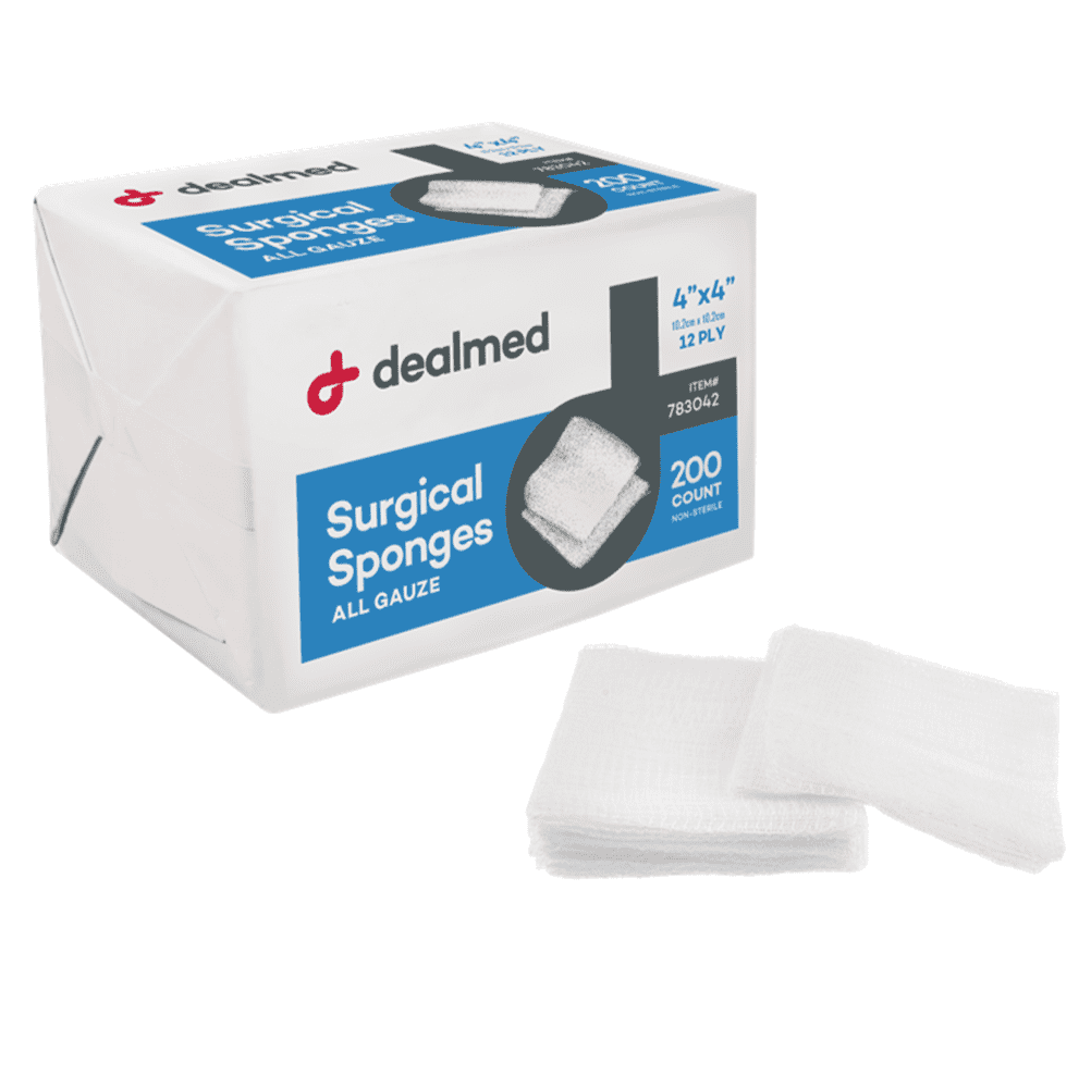 Dealmed Surgical Gauze Sponge, N/S, 4'x 4', 8 Ply, 200/Bx