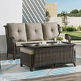 thumbnail image 7 of HUMMUH Outdoor Coffee Table Patio Rattan Patio Side Table Built-in Black Glass Top PE Wicker Rectangle Sofa Table Dark Brown, 7 of 7