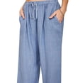 thumbnail image 4 of TWZH Women Solid Color High Wasit Pockets Drawstring Self-tie Yoga Pants, 4 of 4