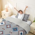 thumbnail image 3 of jejeloiu Calm Tribal Twin Duvet Cover,Serene Print Twin Bedding For Boys,Green Red,Light Gray Reversible,2pcs,1 Duvet Cover and 1 Pillowcase, 3 of 6