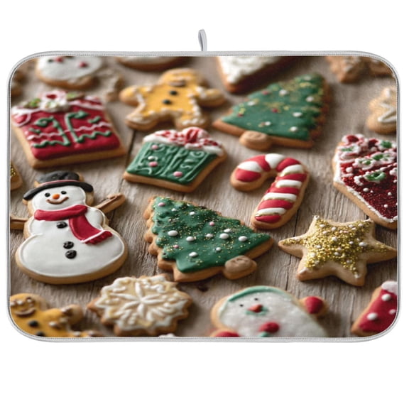 Iauyy Dish Drying Mat for Kitchen Counter, Super Absorbent & Hanging 16x18 / 18x24 Inch (S/M) The Cookies Are on The Table