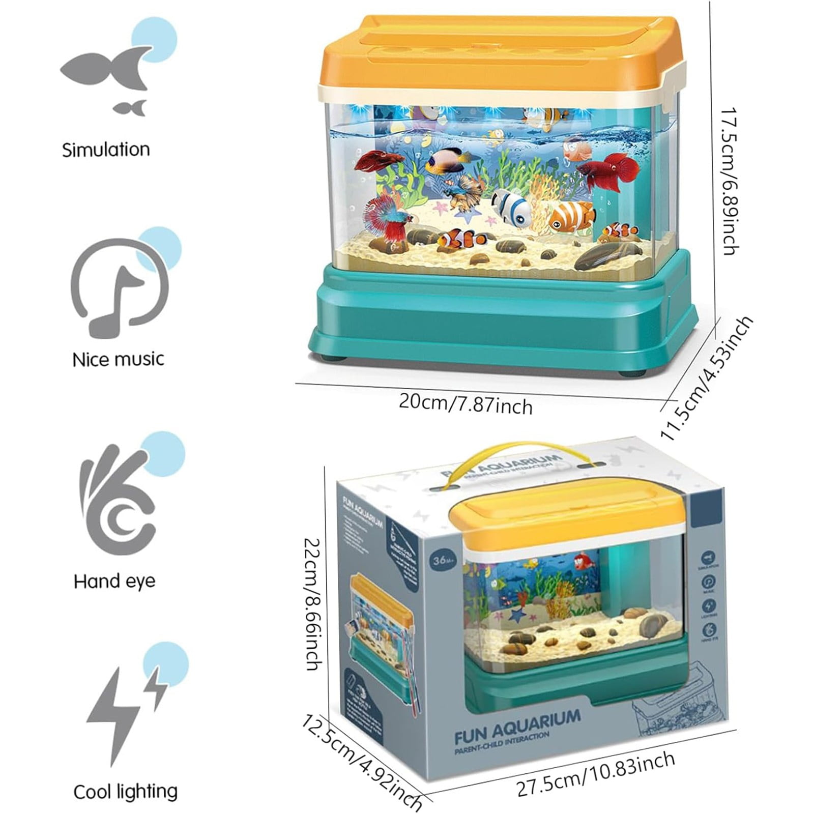 ds Aquarium Fishing Toy With Light & Music - Artificial Fish Tank With 2 Magnetic Fish, Electric Design - Educational Toy For Children