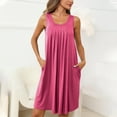 thumbnail image 3 of Elvqul Womens Night Dresses Under $5 Soft Solid Hot Pink Night Gowns Comfortable Sleeveless Ruffle Ladies Sleepwear Crew Neck Dresses, 3 of 8