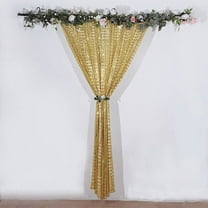 BalsaCircle 8x8 feet Gold Geometric Sequined Mesh Backdrop Curtain Panel Party Events Reception Decorations
