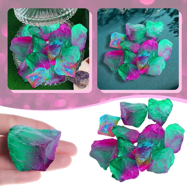 Cqxid Decorative Stones Under $5 Natural Rough Stone Electroplating Spray Paint Colorful Crystal Pendant Jewelry
