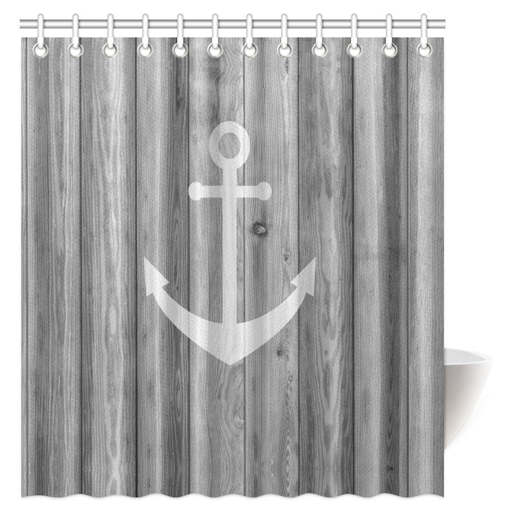 Badzubehör & textilien Nautical Anchor Rustic Wood Shower Curtain Set