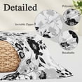 thumbnail image 6 of Vintage Flowers Throw Pillow Cover, Pillowcase Protectors with Zipper, Breathable Decorative Lumbar Pillow Case Cover, Black White Farmhouse Floral Plants Pillow Shams for Couch Sofa 12x20Inch, 6 of 8