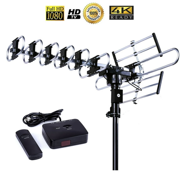 Five Star Outdoor HDTV Antenna 200 mile Motorized 360 Degree Rotation UHF/VHF/FM
