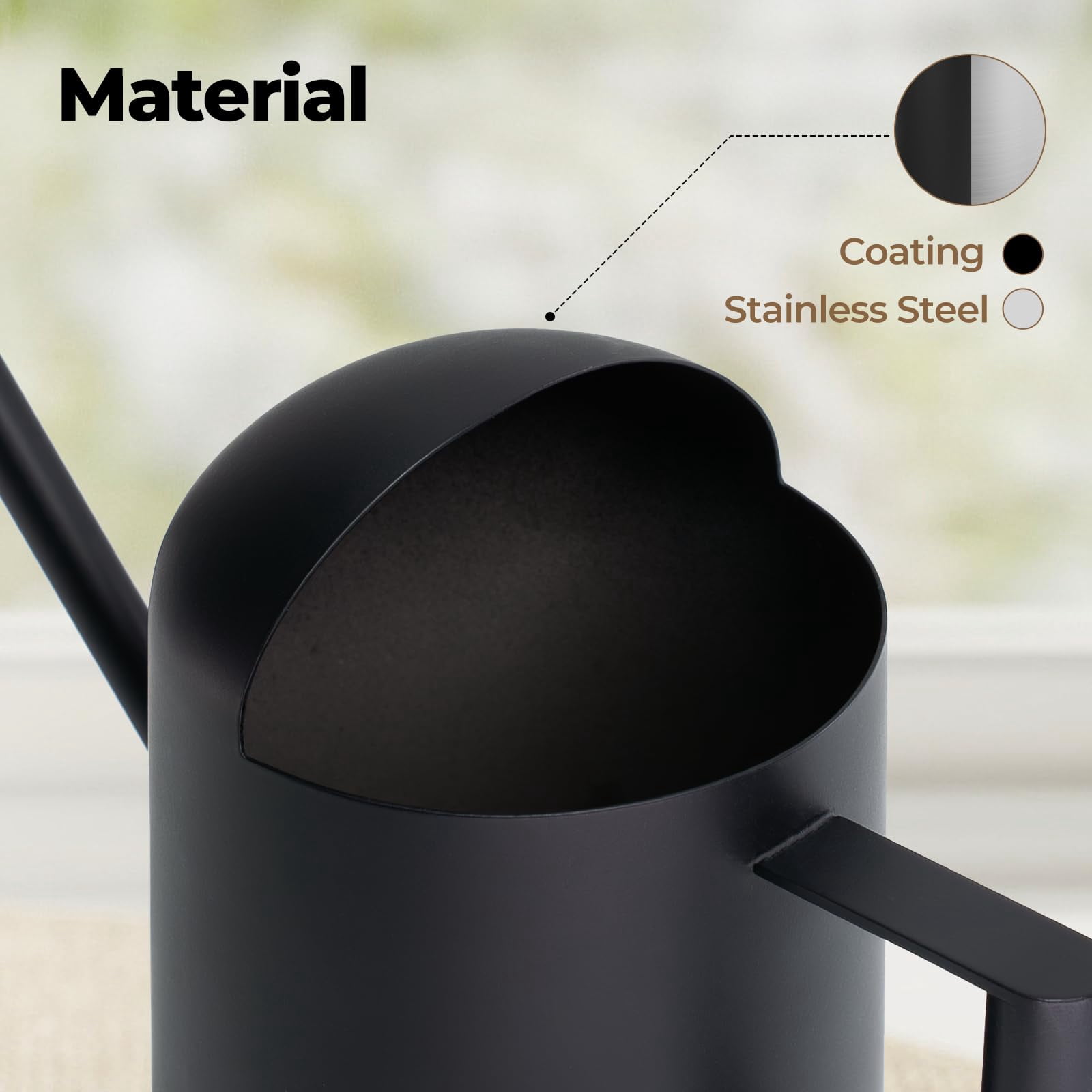 Small Watering Can Indoor Outdoor Plant Metal Stainless Steel Long Spoutt Flowers Watering Cans for House Garden Plants 10OZ Watering Bottle Cute Decorative for Bonsai(Bronze) - MATTE BLACK