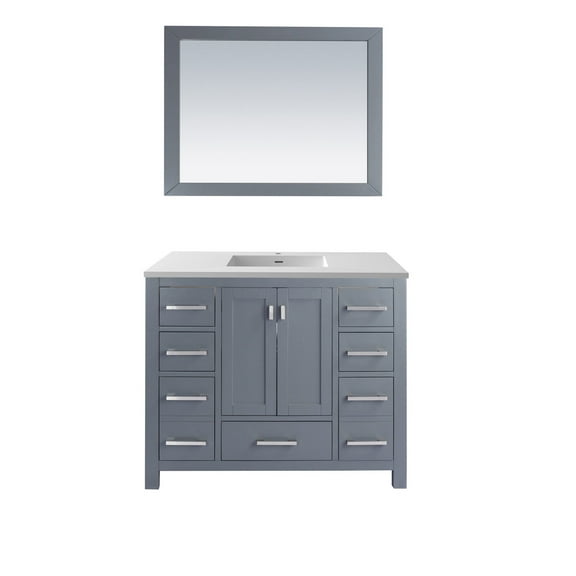 Laviva 313ANG-42G-MW Wilson 42" Grey Vanity with Matte White VIVA Stone Solid Surface Top