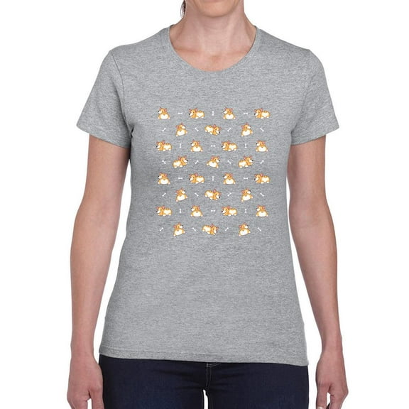 Cute Corgi Pattern T-Shirt Women -Smartprints Designs, Female Medium