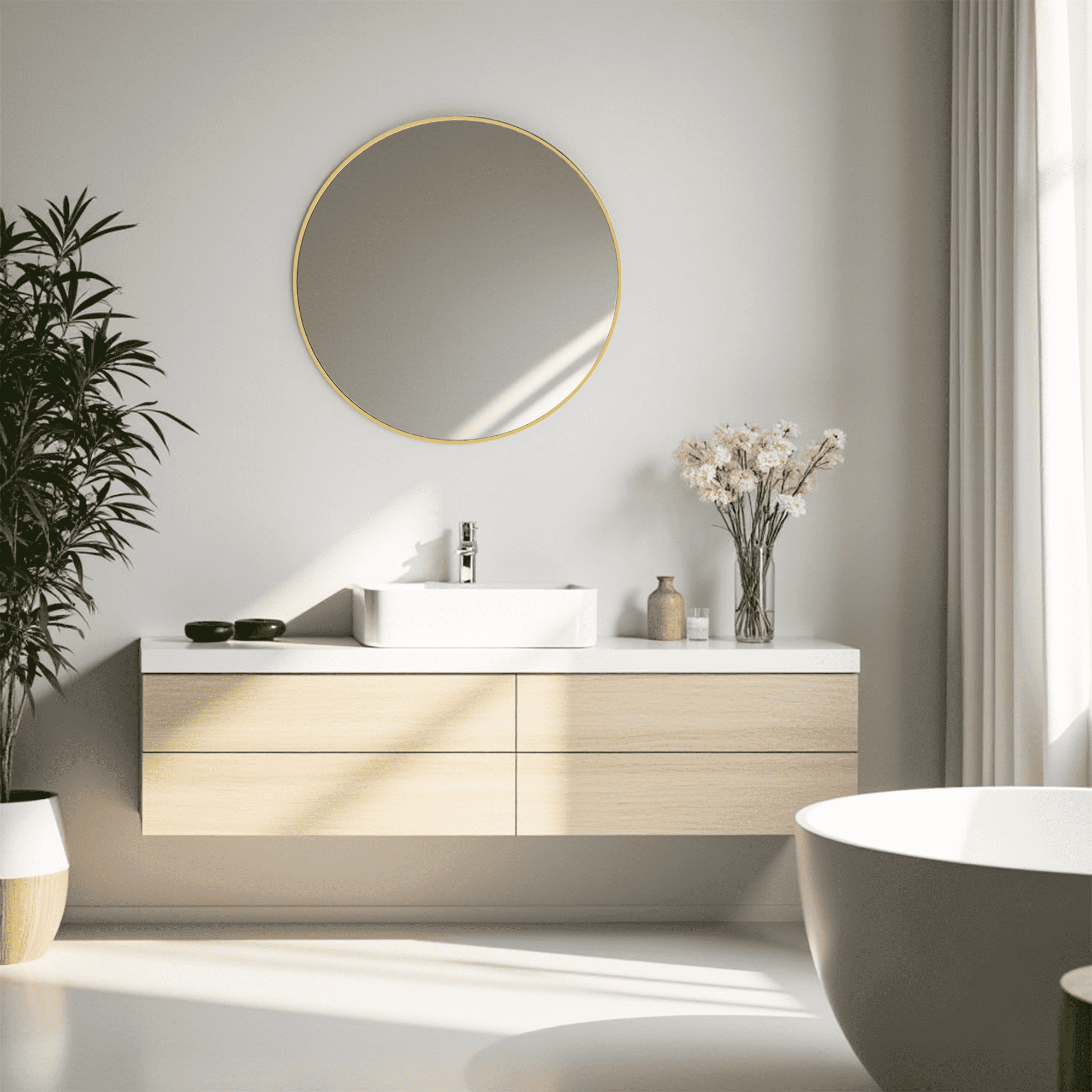 MAYEERTY 20 Inch Gold Round Wall Mounted Vanity Mirror for Bathroom