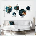 thumbnail image 4 of Designart "Marble Liquid Ink Blue and Orange III" Abstract Marble Metal Wall Art Set of 5 Piece, 4 of 5