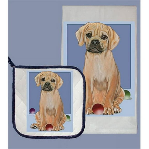 Pipsqueak Productions DP578 Dish Towel and Pot Holder Set - Puggle