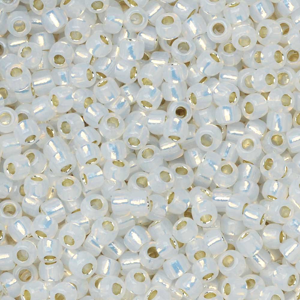 Toho Seed Beads, Round 11/0 2100 'Silver Lined Milky White', 8 Grams
