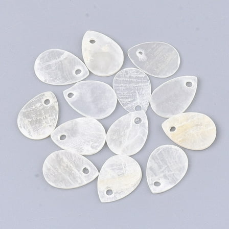 500pcs Capiz Shell teardrop Beige 13x9x1mm Hole: 1.5mm