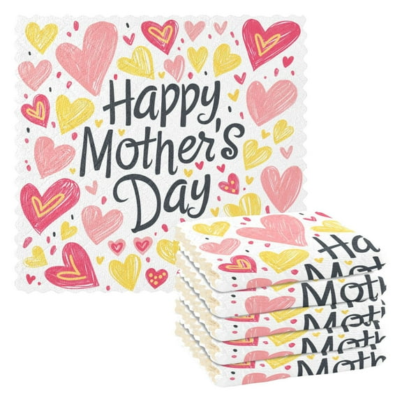 6 Packs Happy Mother's Day Heart Kitchen Dish Towels Soft Absorbent Dish Cloths 11"x11"