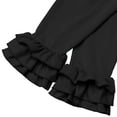 thumbnail image 6 of QATAINLAV Toddler Girls Ruffle Leggings Floral Trim Elastic Waist Long Pants Little Kids Casual Stretchy Dance Yoga Leggings Black,3 Years, 6 of 7