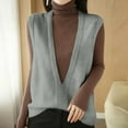 thumbnail image 2 of DHFJKG Womens Sweater Vests Layering Top Knitted Solid Color Sleeveless Deep V Neck Tunic Pullover Loose Fit Comfort Tops, 2 of 4