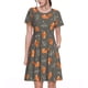 thumbnail image 1 of Balery cute fall fox leaf Vestidos sueltos de manga corta para mujer, vestidos de verano 2025, vestidos casuales de corte A con vuelo., 1 of 6