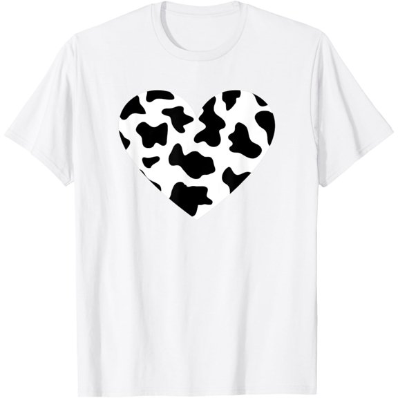 Awesome Cow Print Black & White Print Heart T-ShirtMen and women can wear white T-shirts, gifts. Age: M,,L,XL,2XL,3XL, 118XL