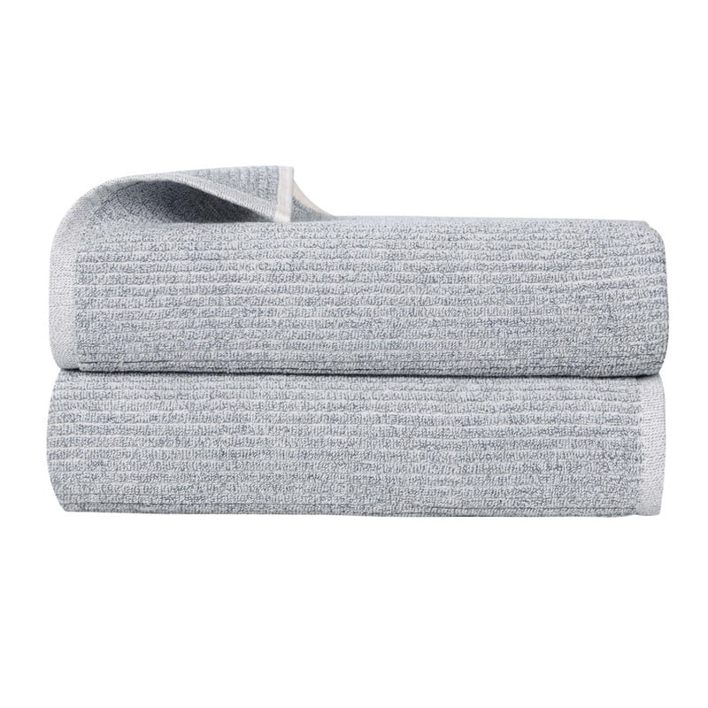 Superior Destin Viscose 2 Piece Cotton Blend Bath Sheet Set, Medium Weight Soft Towels, Denim Blue