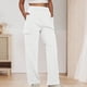 thumbnail image 3 of Pantalones casuales Cintura elástica Ajuste holgado Traje diario de talla grande para mujer Ygjytge Blanco T XL para Mujer, 3 of 6