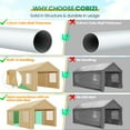 thumbnail image 6 of Hoteel 12'x20' Large Heavy Duty Car Tent with Steel Frame, Portable Garage Wedding Tent Gazebo Big Tents Carports Shelter with Waterproof Top Cover, All-Season Tarp for Outdoor Party Birthday, Khaki, 6 of 11