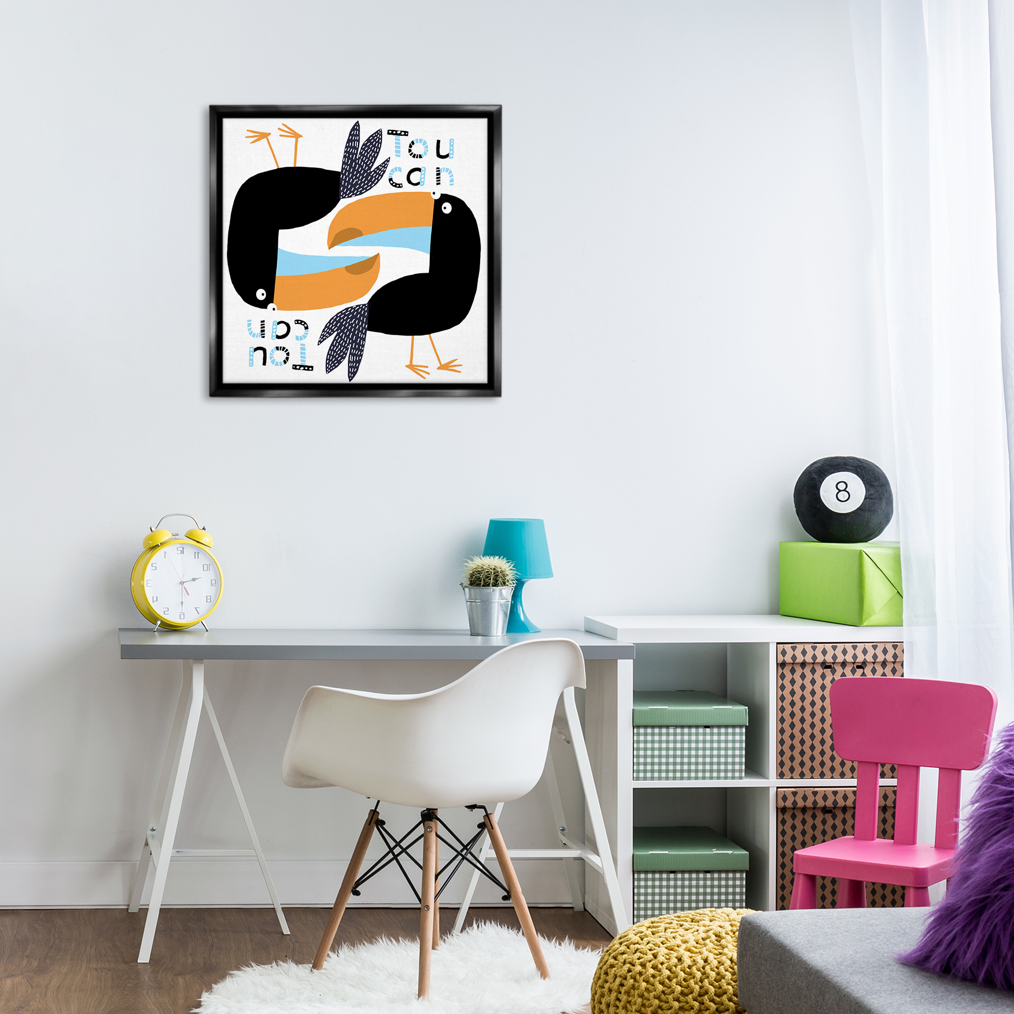 Stupell Industries Tropical Toucan Birds Animals Painting Black Floater Framed Canvas Art Print Wall Art, 25 x 25
