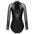 thumbnail image 2 of Haitryli Women Mesh Patchwork Gymnastics Leotard Dance Bodysuit for Performance Black M, 2 of 7