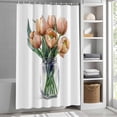 thumbnail image 3 of Watercolor Tulip Fabric Shower Curtain Yellow Flowers Leaf Washable Shower Curtains for Bathroom, Waterproof Bath Curtain with Hooks Home Decor 36x72in, 3 of 8