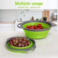 thumbnail image 5 of Coladores plegables de 2 piezas con asas con asas extensibles, perfectos para escurrir pasta, verduras, frutas, colador de pasta, colador de fideos, colador de cocina, 5 of 5