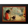 thumbnail image 2 of Vintage Apple Collection 14x11 Black Modern Framed Museum Art Print Titled - Halloween Witch And Cat.tif, 2 of 5