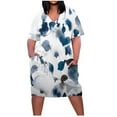 thumbnail image 2 of Tejiojio Back to College Wholesale Women's Print Plus Size V-neck Ventilate Sexuality Dress, 2 of 5