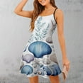 thumbnail image 3 of Blue Seashell Floral Print Slip Dress Dresses For Woman Fairy Dress, 3 of 6