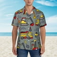 thumbnail image 2 of Balery Funny Construction Camisas hawaianas de manga corta para hombre, camisas playeras de corte holgado, camisas de vacaciones con botones,Medium, 2 of 7