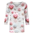 thumbnail image 4 of Womens 3/4 Length Sleeve Tops 2024, Valentines and Casual Fashion Style Shirts Crew Neck Loose-Fitting Blouses, 4 of 4