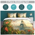 thumbnail image 5 of Blossoming Paris Eiffel Tower 3 Pieces Duvet Cover with Zipper Closure,Premium Polyester Lightweight Bedding Set, 5 of 6