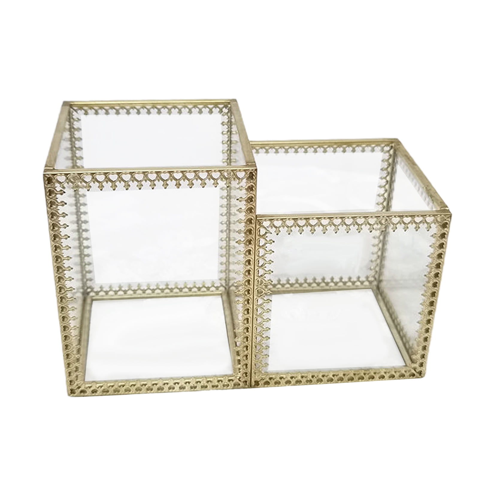 Clear Glass Makeup Organizer with Holder Compartment, Storage Box, for