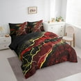 thumbnail image 3 of Manfei Watercolor Marble 7pcs Bedding Twin Size, Gold Black Red Comforter Sets with Sheets, Modern Mountain Fluid Bed Set, Ultra Soft Bedroom Decorative, 3 of 8