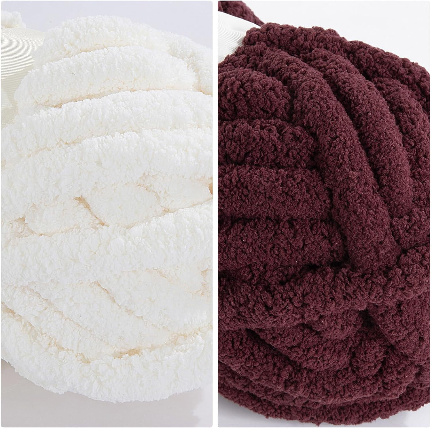 8Pcs Assorted Chunky Yarn for Crocheting,Super Bulky Large Soft Fluffy Yarn,Plush Fuzzy Yarn,Thick Chenille Yarn for Hand Knitting/Arm Knitting(27yds,8 oz Each Skein)