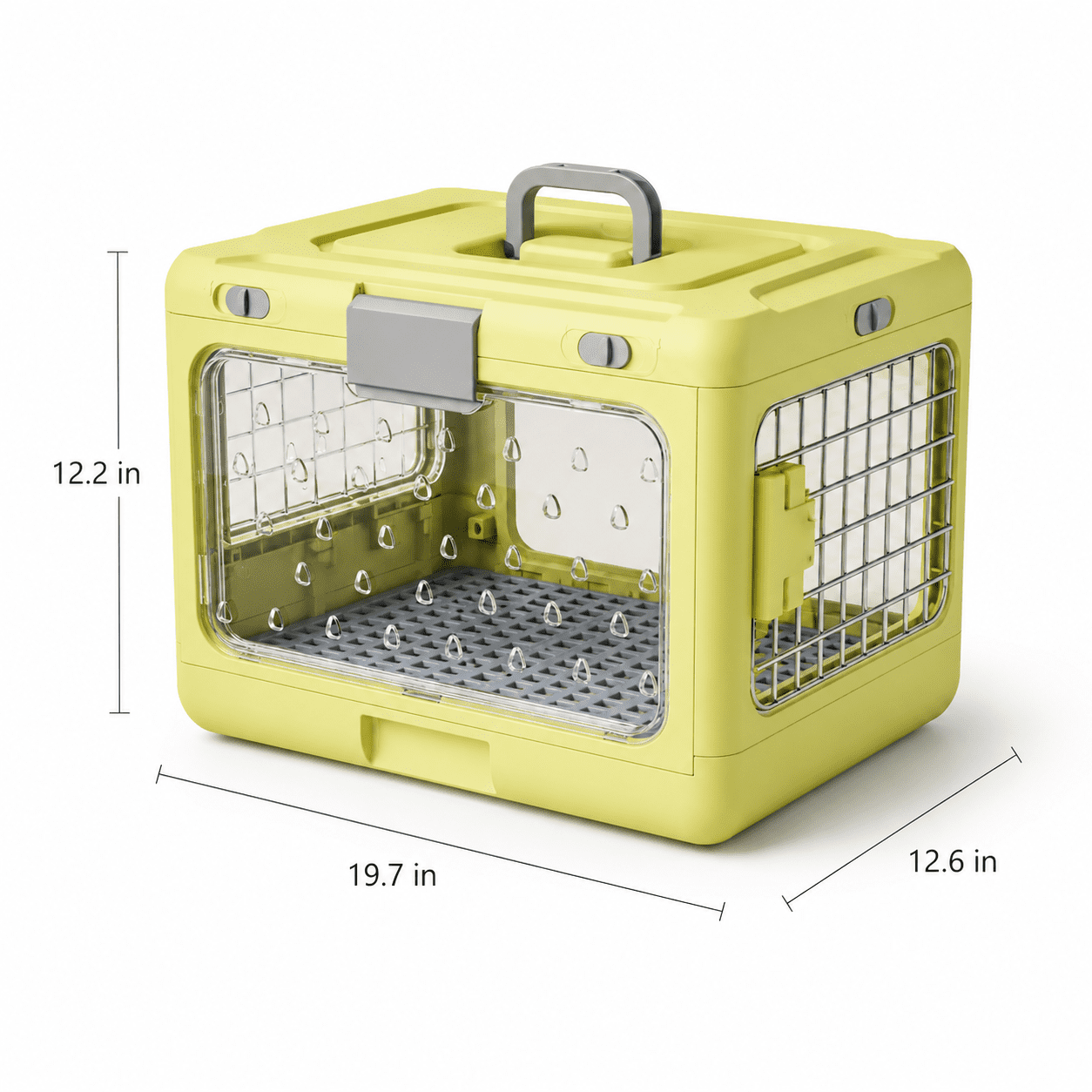 Collapsible Hard-Sided Pet Carrier, Portable 20" Travel Kennel for Small Dogs & Cats, Durable PP Material with Comfort Grip Handle and Secure Locking Gate, Matcha Sage